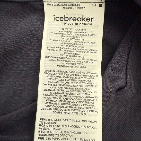 Icebreaker Merino Blend 260 Zone Knit Seamless 18” 3/4 Tights Small Graphite - Picture 4 of 8